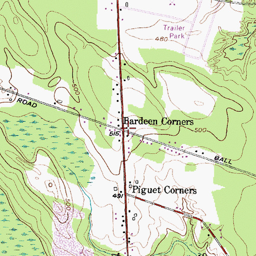 Topographic Map of Bardeen Corners, NY
