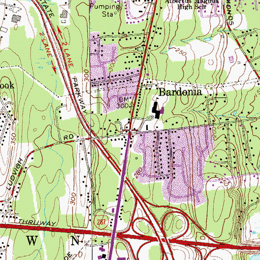 Topographic Map of Bardonia, NY