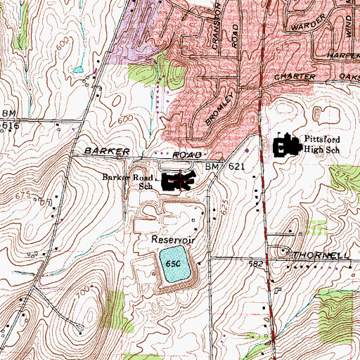 Topographic Map of Barker Road Middle School, NY