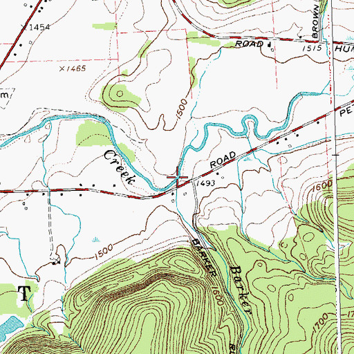 Topographic Map of Barker Run, NY