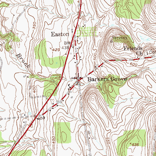 Topographic Map of Barkers Grove, NY