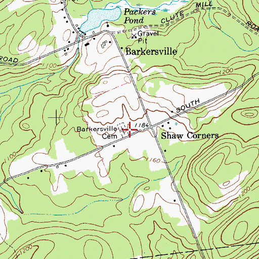 Topographic Map of Barkersville Cemetery, NY