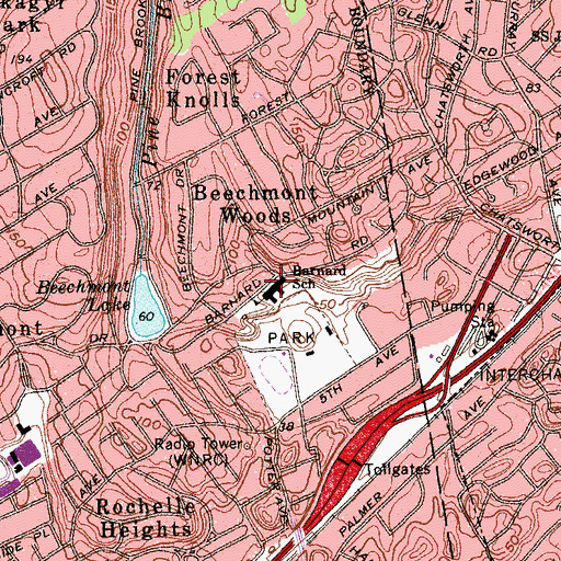 Topographic Map of Henry Barnard School, NY