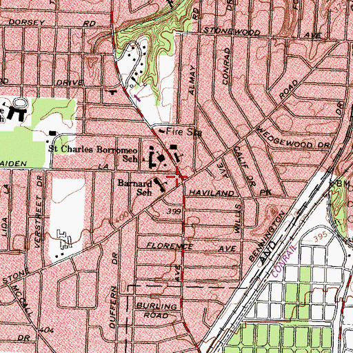 Topographic Map of Barnard School, NY