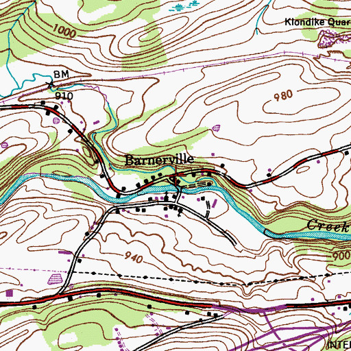 Topographic Map of Barnerville, NY