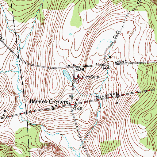Topographic Map of Barnes Cemetery, NY