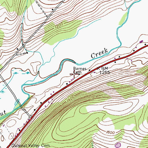 Topographic Map of Barnes Cemetery, NY