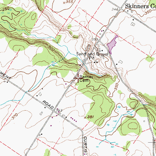 Topographic Map of Barnes Cemetery, NY