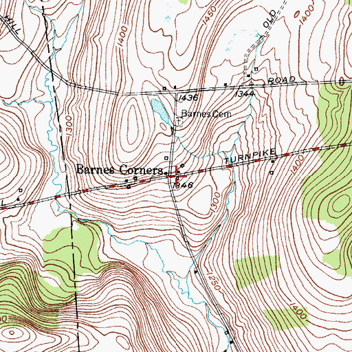 Topographic Map of Barnes Corners, NY