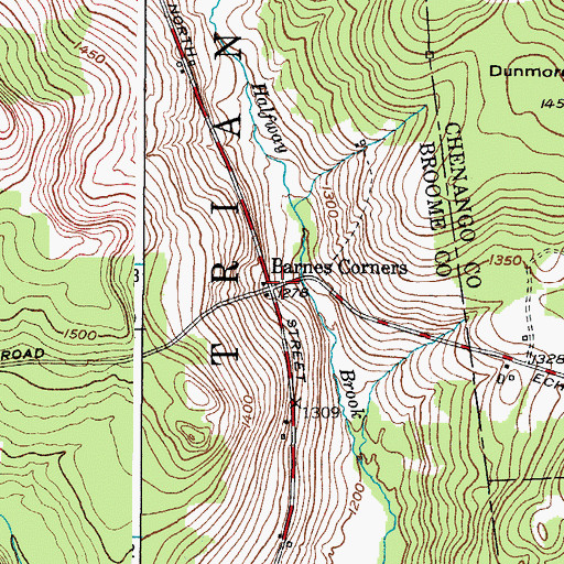 Topographic Map of Barnes Corners, NY
