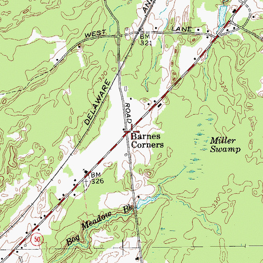 Topographic Map of Barnes Corners, NY