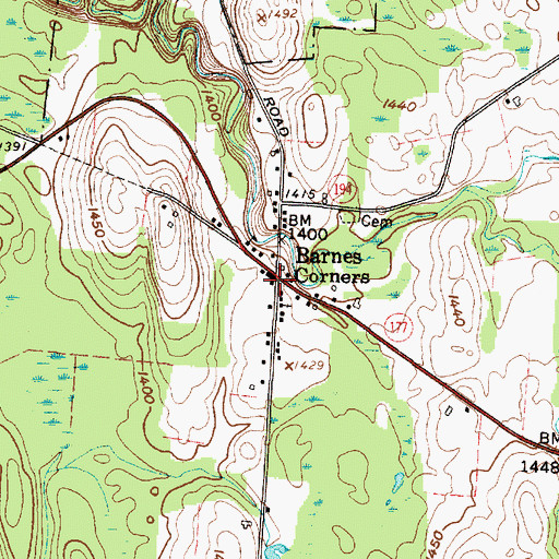 Topographic Map of Barnes Corners, NY
