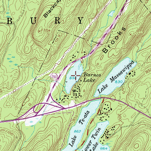 Topographic Map of Barnes Lake, NY