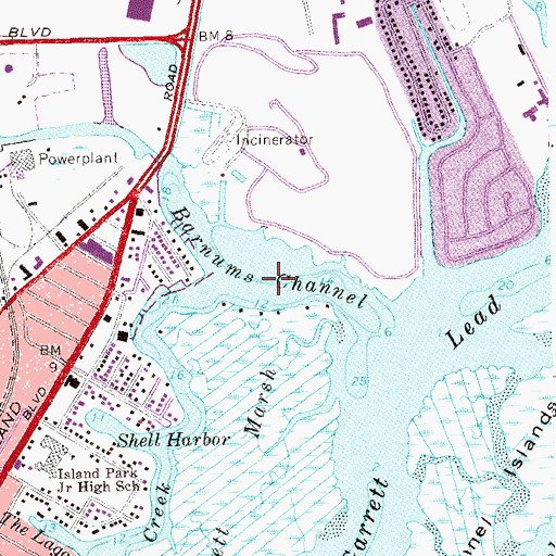Topographic Map of Barnums Channel, NY