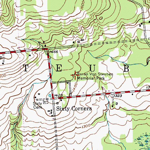 Topographic Map of Baron Von Steuben Memorial Park, NY