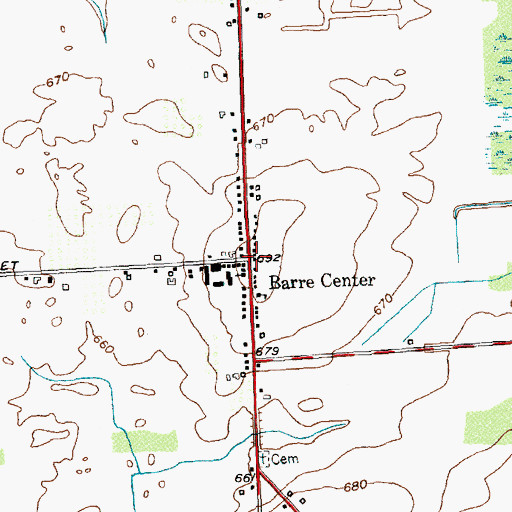 Topographic Map of Barre Center, NY