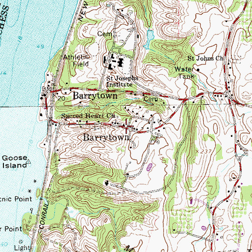 Topographic Map of Barrytown, NY