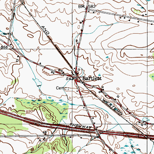 Topographic Map of Bartlett, NY