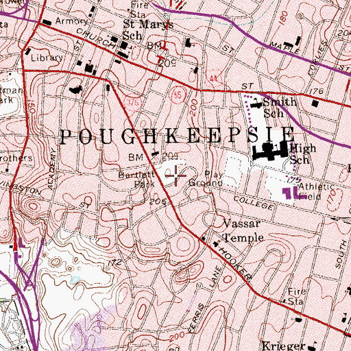 Topographic Map of Bartlett Park, NY