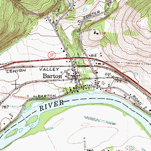 Topographic Map of Barton, NY