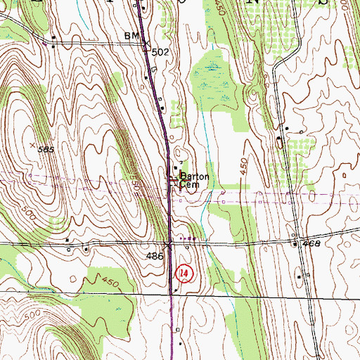 Topographic Map of Barton Cemetery, NY