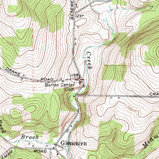 Topographic Map of Barton Center Cemetery, NY