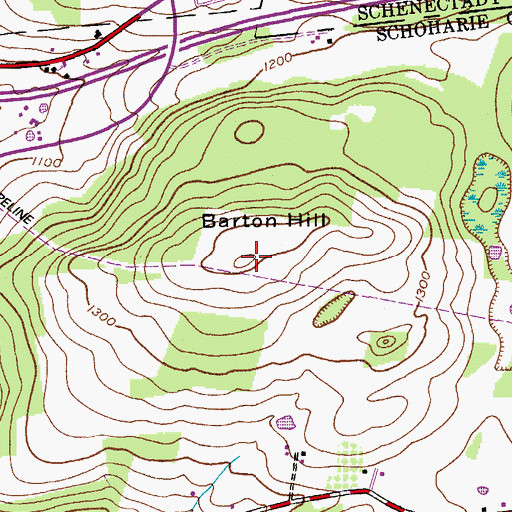Topographic Map of Barton Hill, NY