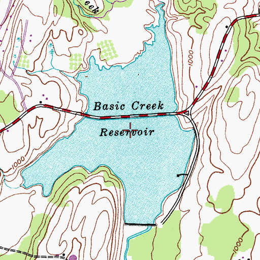 Topographic Map of Basic Creek Reservoir, NY