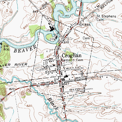 Topographic Map of Basselin Cemetery, NY