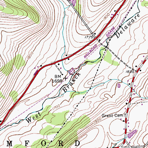 Topographic Map of Basset Brook, NY