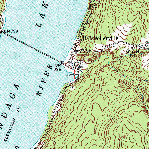 Topographic Map of Batcheller Creek, NY