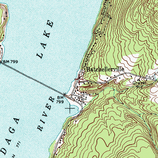 Topographic Map of Batchellerville, NY