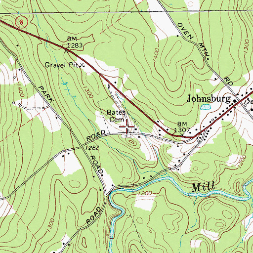 Topographic Map of Bates Cemetery, NY