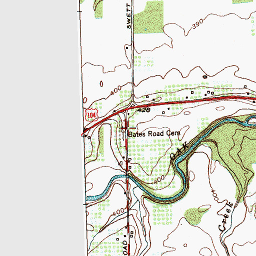 Topographic Map of Bates Road Cemetery, NY