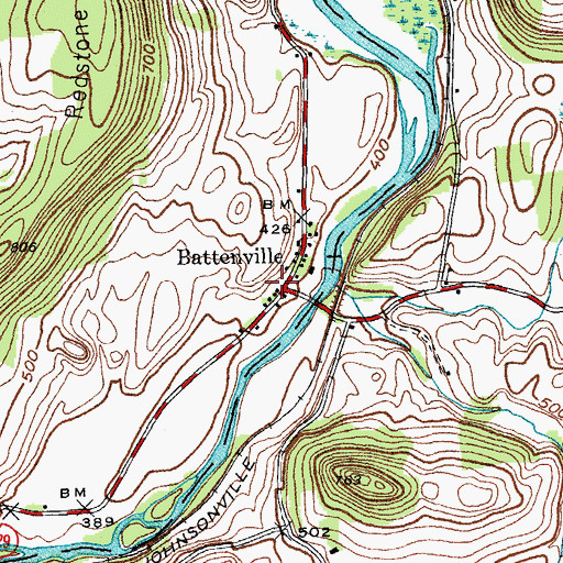 Topographic Map of Battenville, NY