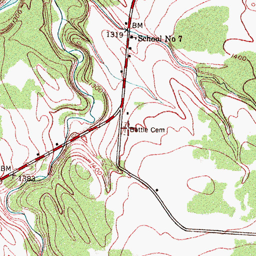 Topographic Map of Battle Cemetery, NY