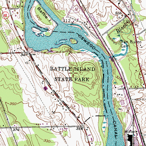 Topographic Map of Battle Island State Park, NY
