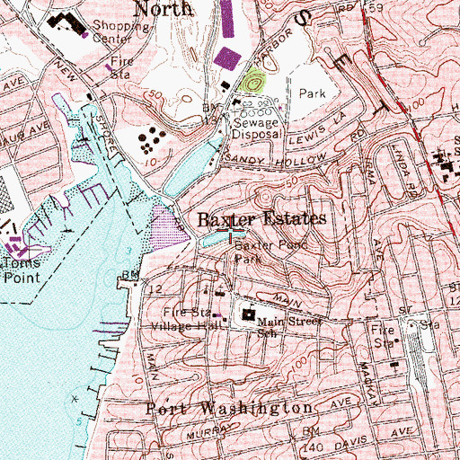 Topographic Map of Baxter Pond Park, NY