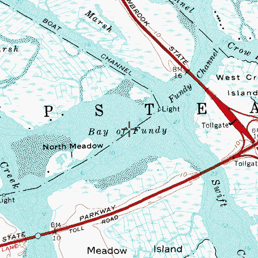 Topographic Map of Bay of Fundy, NY