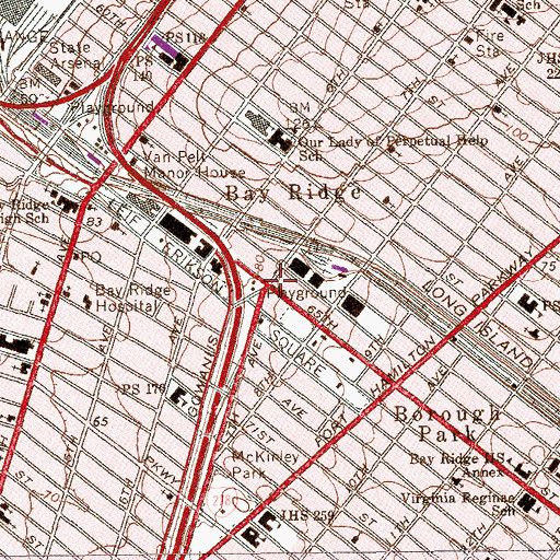 Topographic Map of Bay Ridge, NY