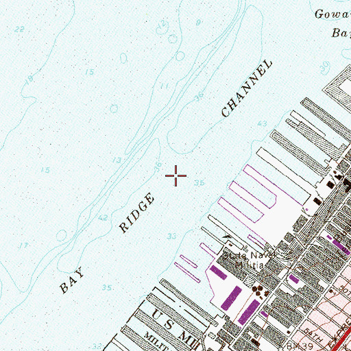 Topographic Map of Bay Ridge Channel, NY