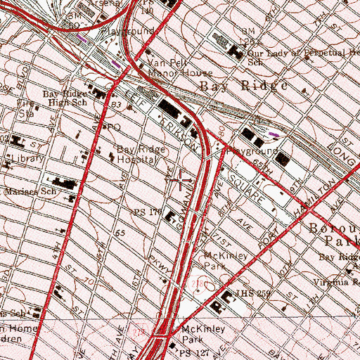 Topographic Map of Bay Ridge Hospital - Alcohol and Drug Rehabilitation, NY
