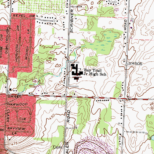 Topographic Map of Bay Trail Middle School, NY