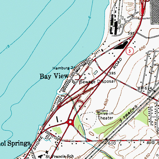 Topographic Map of Bay View, NY