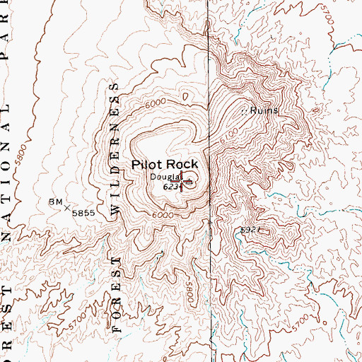 Topographic Map of Pilot Rock, AZ