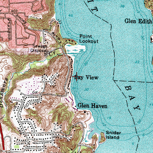 Topographic Map of Bay View, NY