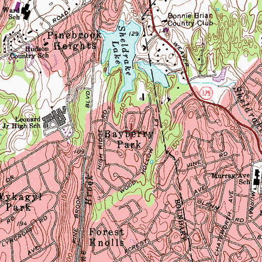 Topographic Map of Bayberry Park, NY