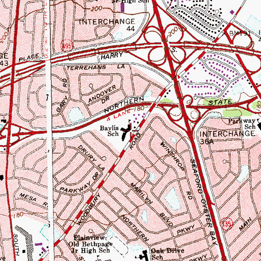 Topographic Map of Baylis School, NY