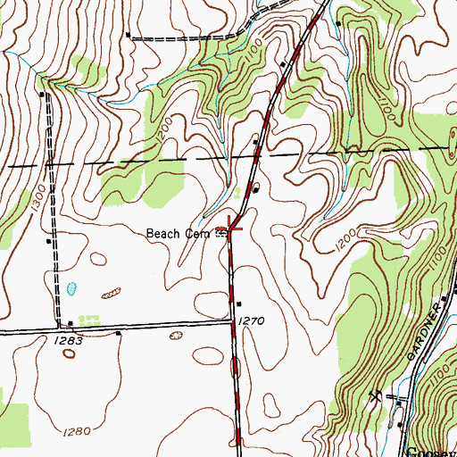 Topographic Map of Beach Cemetery, NY