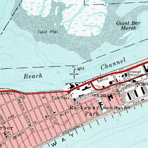 Topographic Map of Beach Channel, NY